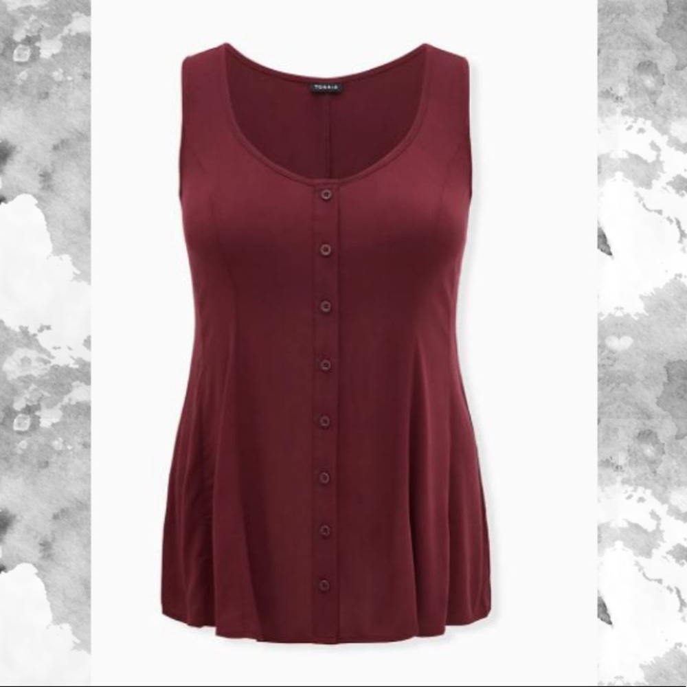 Torrid: BURGUNDY PURPLE CHALLIS FIT & FLARE TANK